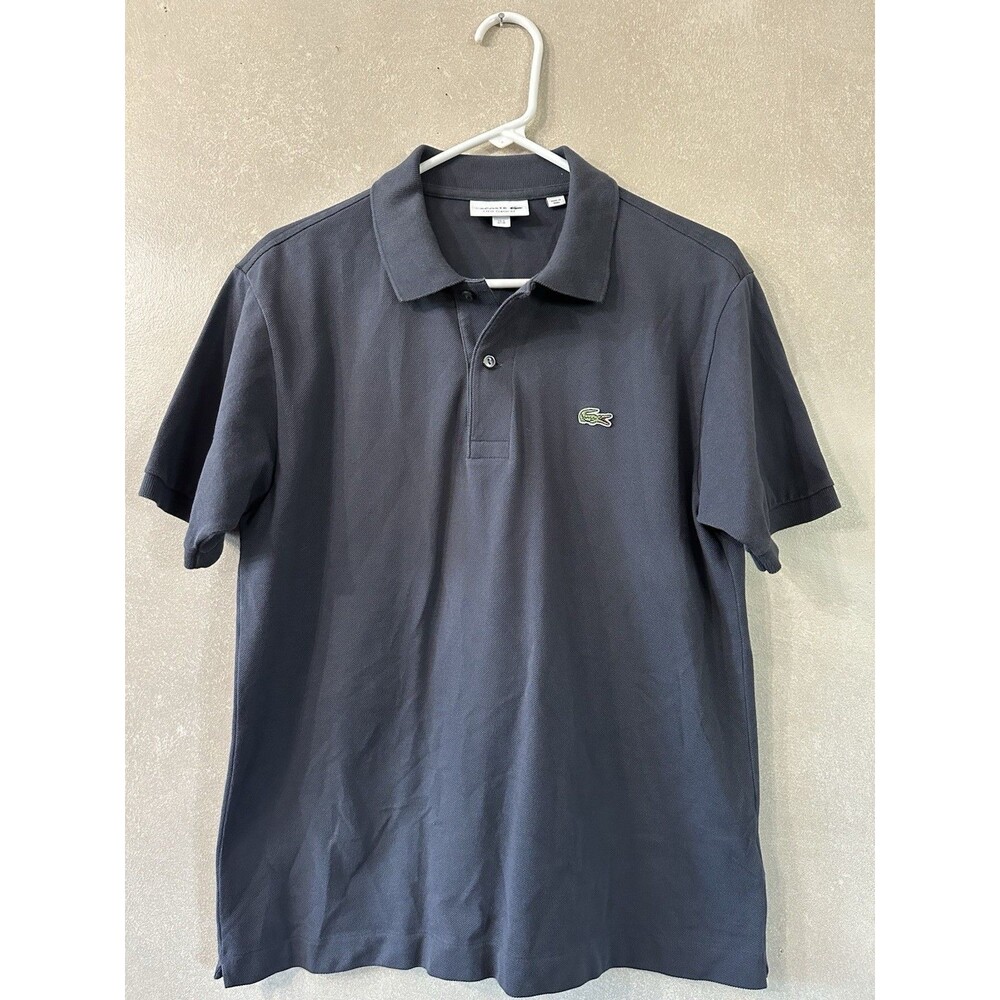 Lacoste L.12.12 Charcoal Gray Pique Cotton Polo Shirt Classic Fit US Medium